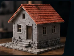 Illustration eines kleinen Modellbauhauses